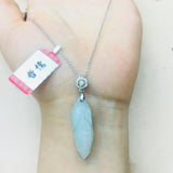 Burmese Ajadeite Corn Pendant Necklace 925 Sterling Silver Jade Chain