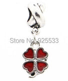 50pcs Silver Plated Clover Charms Pendant Beads for Bracelet DIY