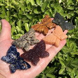 Natural Stone Crystal Butterfly Necklace Pendant Carved Animal Gem Figurine