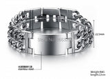 Stainless Steel Mens Double Chain ID Link Bracelet 8.66''