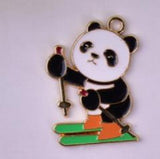 Enamel Panda Pendant Skiing Charms for Women Necklace Bracelet Animal Jewelry