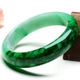 Zheru Jewelry Natural Burmese Emerald Green 54-62mm Two-tone Bracelet