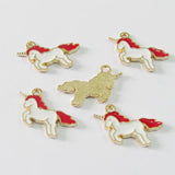 Alloy Enamel Unicorn Charms - 30pcs/lot