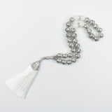10mm Silver Plated Prayer Beads with Red Tassel for Wedding