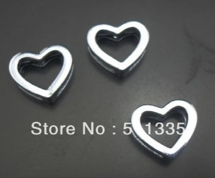 100pcs/lot 8mm Heart Slide Charm DIY Jewelry Findings