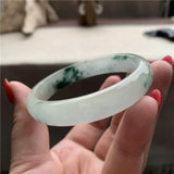 Zheru Jewelry Natural Myanmar Jade 54-64mm Light Flower Bracelet Gift for Her