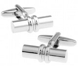 Silver Copper Cylinder Style Cuff Links for Men