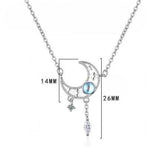 925 Silver CZ Star Moon Choker Necklace Wedding Party Jewelry