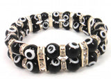 8mm Double Row Evil Eye Bracelet with Crystal Spacer