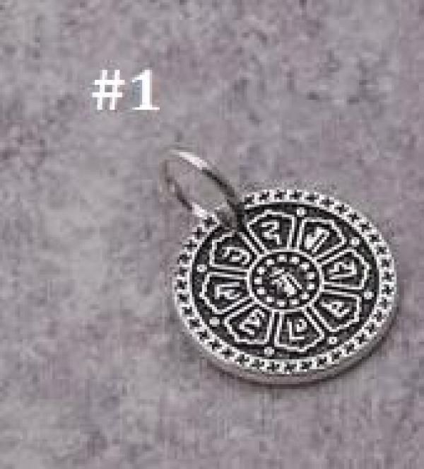925 Silver Tibetan Six Words Proverb Charms Sterling Pendant