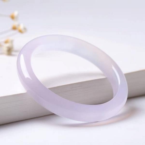 Natural Agate Chalcedony Light Purple 54-64mm Bracelet Princess Jewelry