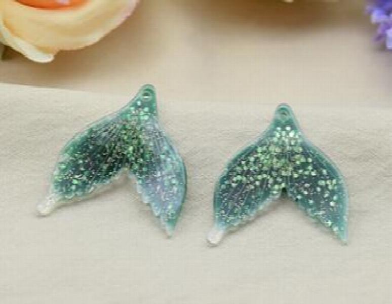 Resin Fish Tail Pendant Charms for DIY Jewelry Making 10pcs