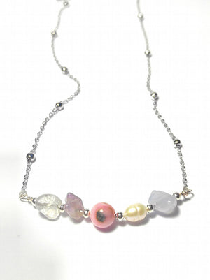 Summer Cancer Zodiac Necklace Stainless Steel with Natural Stones