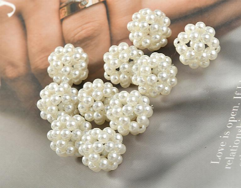 Hollow Woven Pearl Ball DIY Ear Stud Accessories Set