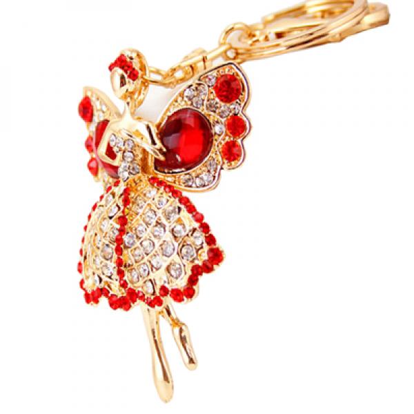 Crystal Angel Wings Girl Keychain Purse Bag Car Party Gift Keyfob R053