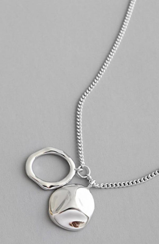 F.I.N.S Unique 925 Silver Circle Necklace Pendants for Women