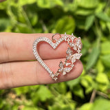 5Pcs Heart Butterflies Charms Zirconia Pave Pendant Jewelry Accessories