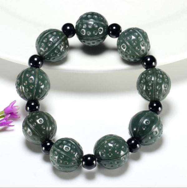 Natural Hetian Jade Dark Green Bracelet Men's Women's Jewelry