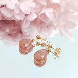 Strawberry Quartz Teardrop Stud Earrings for Daily Wear