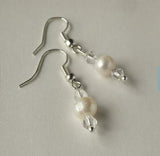 Pearl Earrings Multicolor Rice Freshwater Keshi Shell Silver Dangle