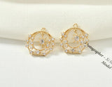 14K Plated Zircon Circle Pendant DIY Accessory Set - 2pcs
