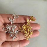 10pcs 28*47mm Metal Flower Branch Gold Silver DIY Crafts