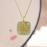Jade Pendant Chalcedony Jewelry Amulet 925 Silver Men Charm Necklace