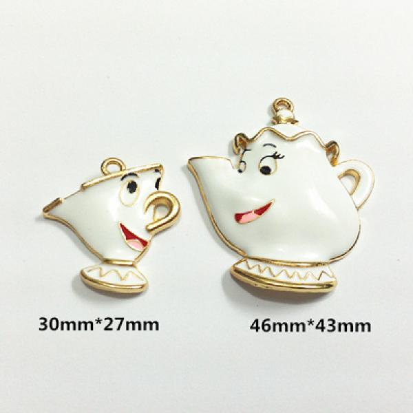 10pcs Enamel Tea Pot & Cup Pendants Lot