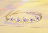 Sterling Silver CZ Purple Crystal Charm Bracelet for Women