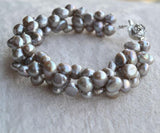 Dark Gray Pearl Bracelet, 7in, 6-7mm Twist Freshwater Pearl Bracelet