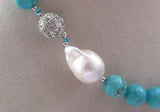 Turquoise & keishi Keshi Pearl Necklace 18in