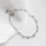 925 Silver Heart Charm Bracelet - 7.5 Inch