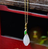 Jade Flower Earring Pendant Set - Elegant Jewelry Set