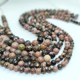 Mamiam Natural Stripe Rhodochrosite Pink Rhodonite Beads 6-10mm Round Stone