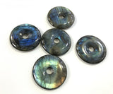 Labradorite Donut 35mm Round Pendant Gemstone Beads 1PC