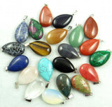 Teardrop Quartz Crystal Turquoise Tiger Eye Pendant Set