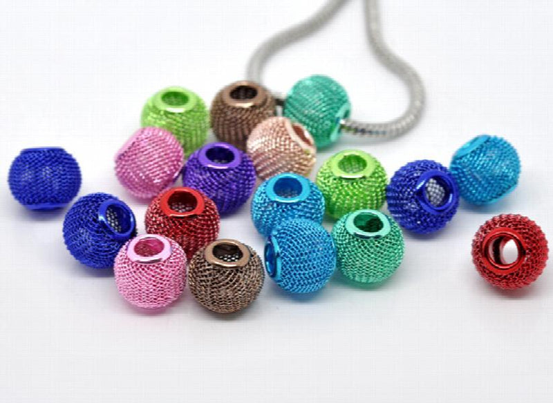 50pcs Multicolor Mesh Spacer Beads for Charm Bracelet