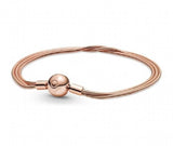 925 Silver Reflexions Rose Snake Chain Bracelet Bangle
