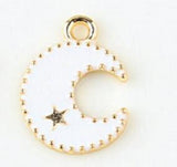 30pcs Moon Enamel Charms Pendants for DIY Necklace Bracelet Jewelry Making