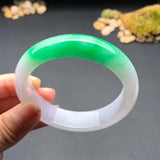 Zheru Jewelry Natural Burmese Emerald Green Two-tone 54-62mm Bracelet