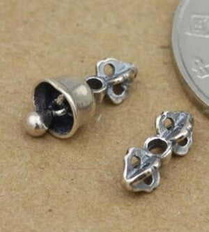 925 Silver Dorje Bell Amulet Tibetan Buddhist Mala's Counter Charms