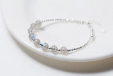 Moonstone & Round Beads Bracelet 925 Sterling Silver Fine Jewelry GTLS551
