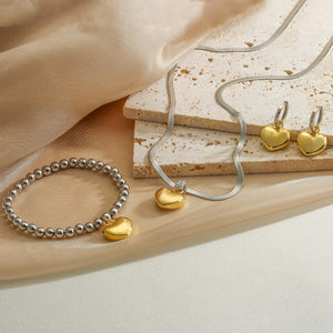 HECHENG Heart Earrings Necklace Bracelet Set
