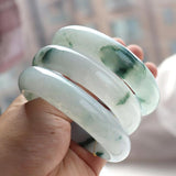 Natural Burmese Jadeite Two-tone Bracelet 54-62mm Princess Jewelry
