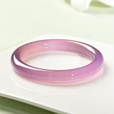 Zheru Jewelry Round Agate Chalcedony Light Purple Bracelet
