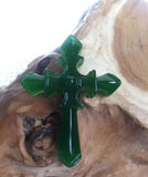 Koraba Natural Green Chinese Hetian Jade Cross Pendant Necklace