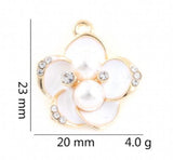20PCS 23x20mm Rhinestone Flower Pearl Pendant Charms for Locket