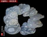 Koraba Natural Chalcedony Agate Chinese Jade Icy Pendant Maitreya Buddha