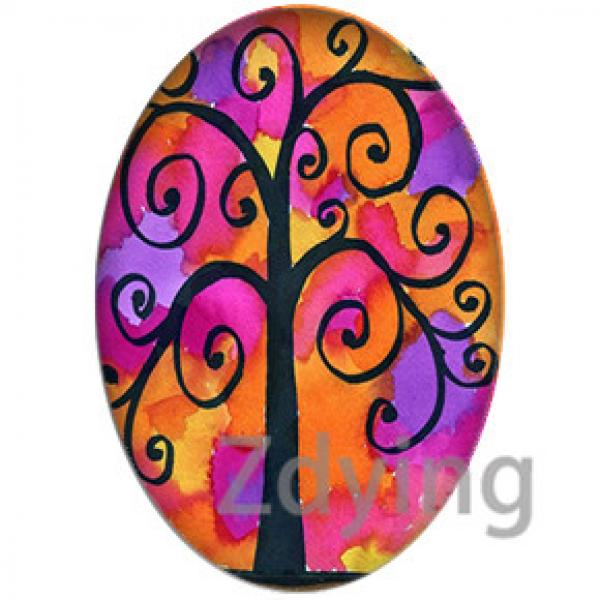 Abstract Tree Painting Glass Cabochons Beads Jewelry Findings