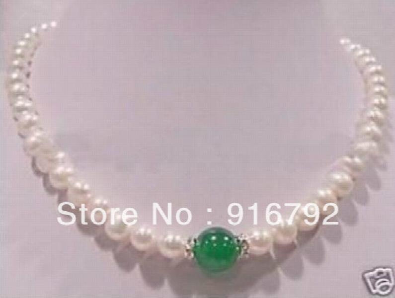 9MM South Sea Pearl & Green Stone Necklace